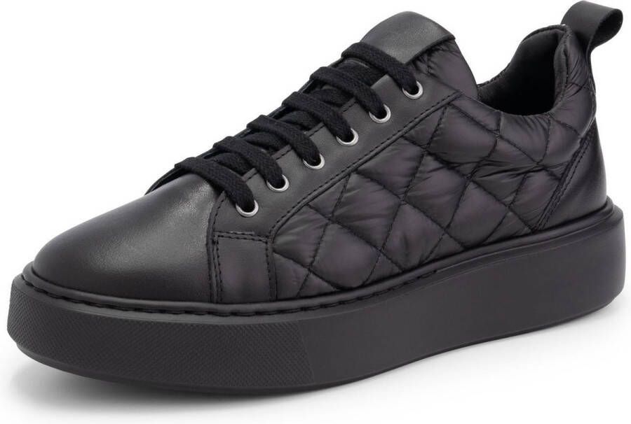 Mysa Lanthe Leren Damessneakers Veterschoenen Zwart Leer - Foto 5