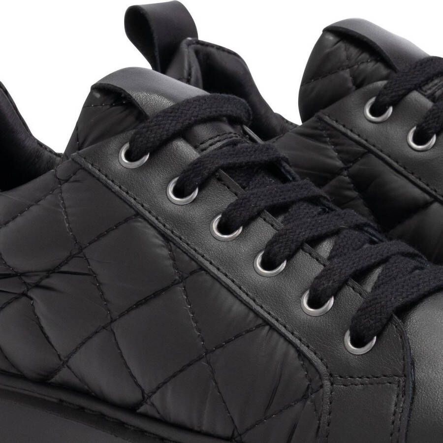 Mysa Lanthe Leren Damessneakers Veterschoenen Zwart Leer - Foto 6
