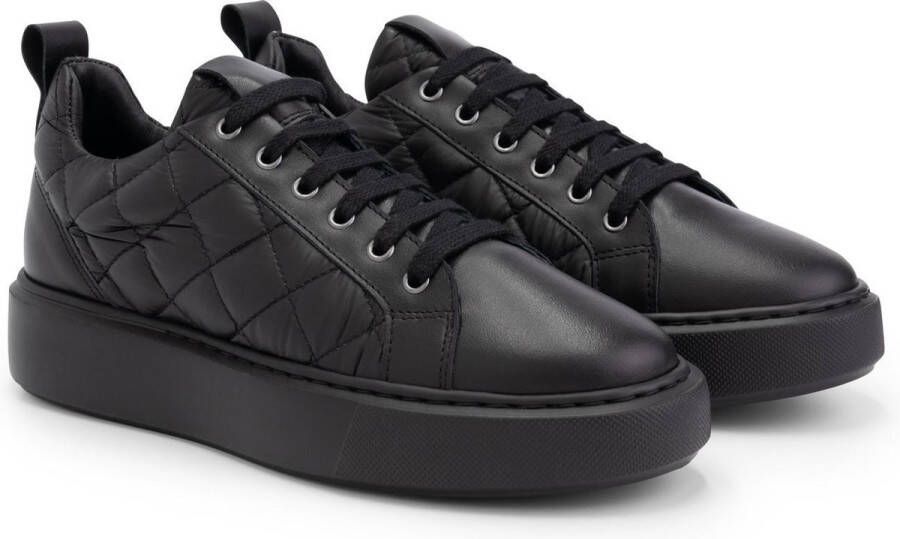 Mysa Lanthe Leren Damessneakers Veterschoenen Zwart Leer - Foto 8