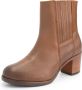 Mysa Pentas Dames Leren Enkellaarzen Nette Chelsea boots op hak Cognac Bruin Leer - Thumbnail 8