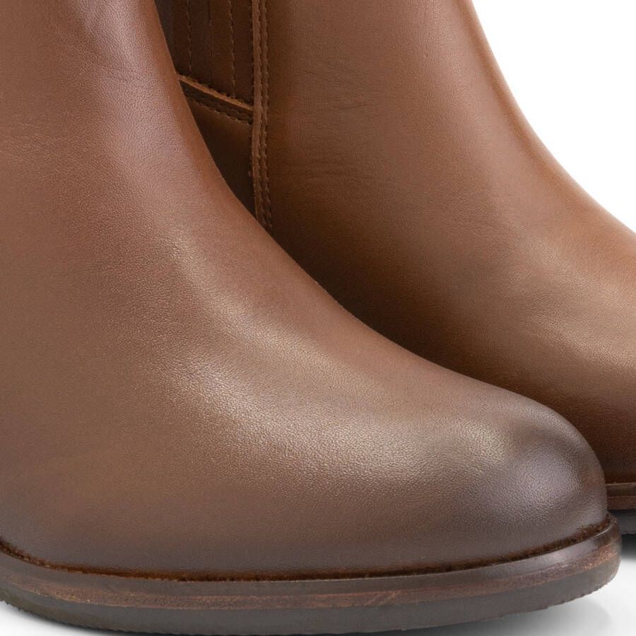Mysa Pentas Dames Leren Enkellaarzen Nette Chelsea boots op hak Cognac Bruin Leer