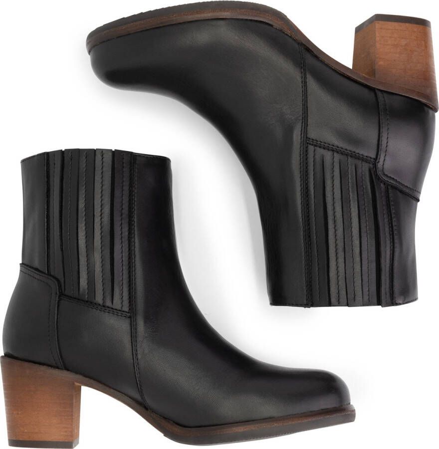 Mysa Pentas Dames Leren Enkellaarzen Nette Chelsea boots op hak Zwart Leer - Foto 5