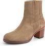 Mysa Pentas Suede Dames Leren Enkellaarzen Nette Chelsea boots op hak Taupe Suede Leer - Thumbnail 4