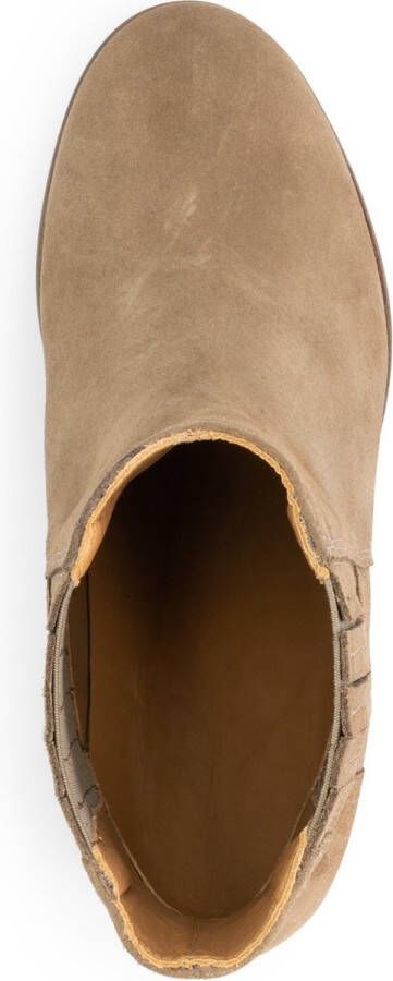 Mysa Pentas Suede Dames Leren Enkellaarzen Nette Chelsea boots op hak Taupe Suede Leer