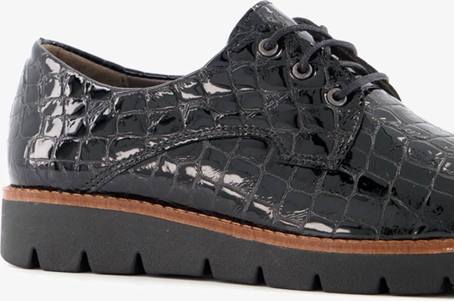 Natuform dames veterschoenen met croco print Zwart Uitneembare zool