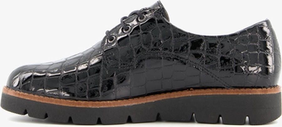 Natuform dames veterschoenen met croco print Zwart Uitneembare zool