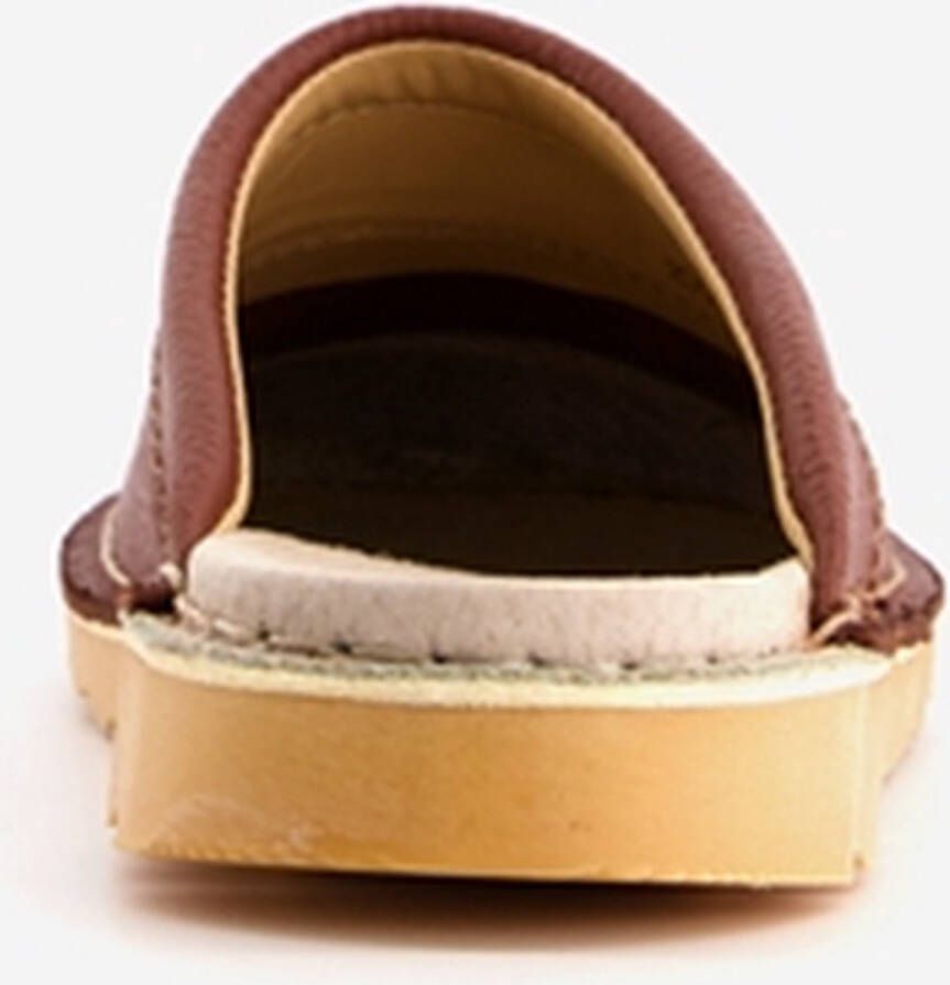 Natuform leren heren pantoffels Bruin Sloffen Uitneembare zool