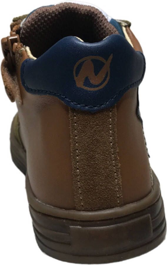 Naturino Hess High veter rits petrol ster lederen hoge sneakers Cognac kaki