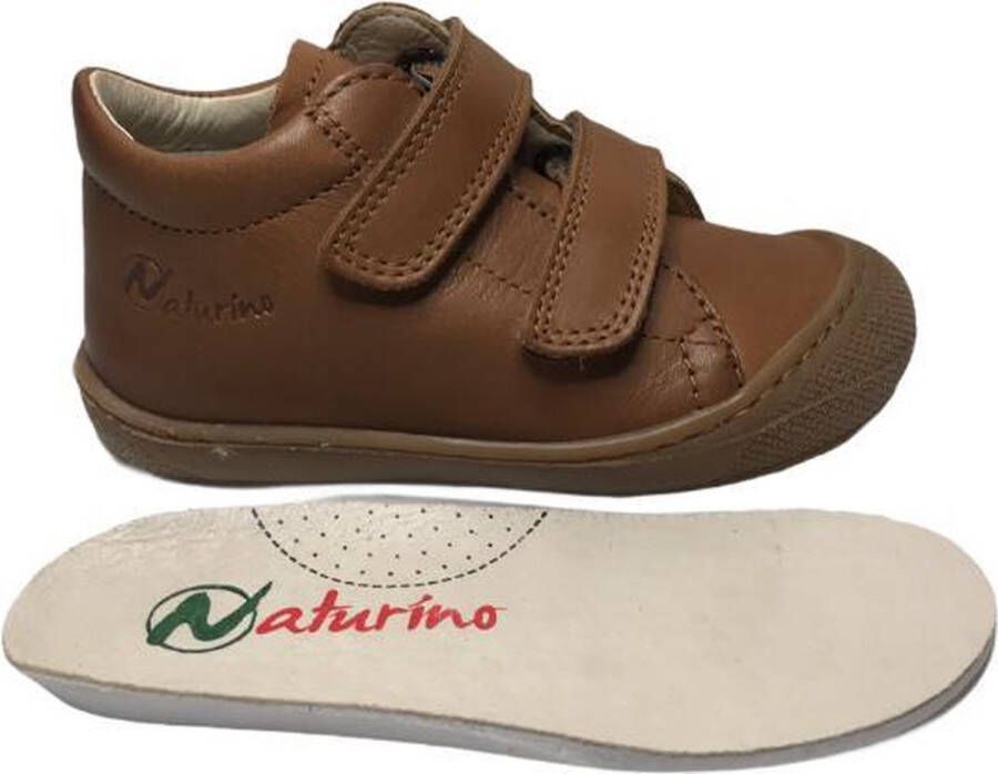 Naturino Cocoon Wool Mt 21 velcro's bumper warme effen lederen sneakers cognac - Foto 12