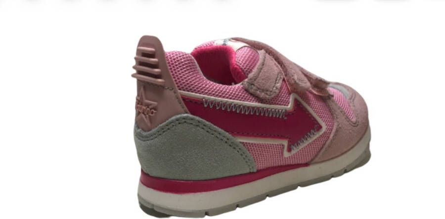 Naturino velcro's fuxia pijl lederen sportieve sneakers Crunch Roze grijs