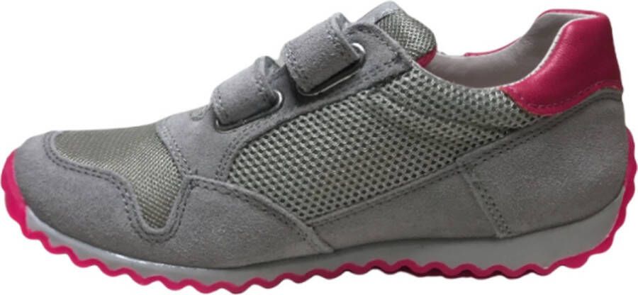 Naturino velcro's lederen sportieve sneakers Sammy grijs fuxia
