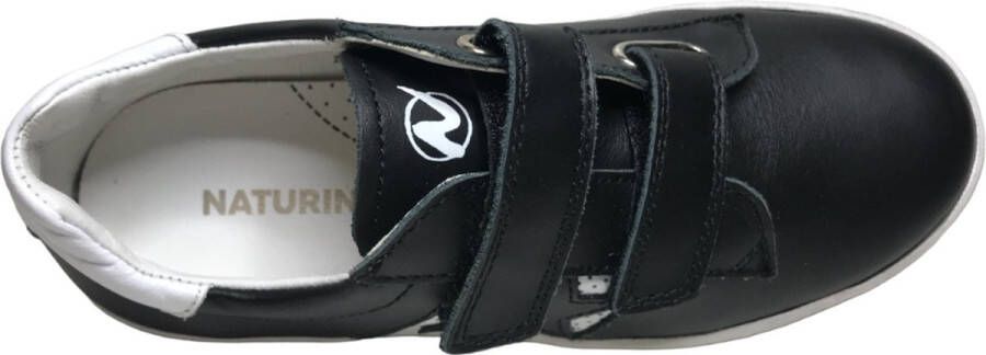 Naturino velcro's ster lederen sneakers Andy zwart wit