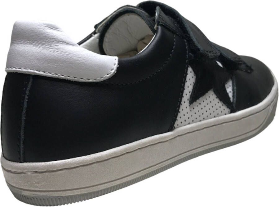 Naturino velcro's ster lederen sneakers Andy zwart wit