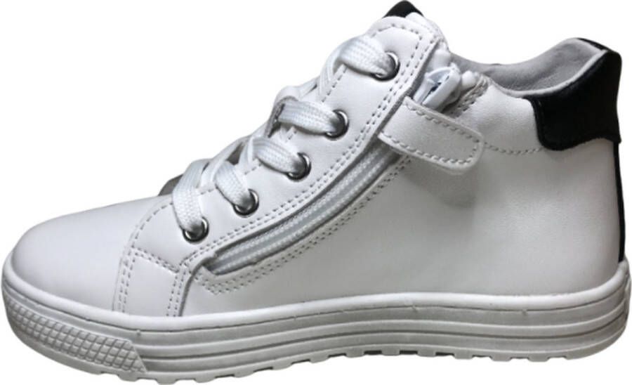 Naturino veter rits hoge lederen sneakers Kelp High Wit zwart