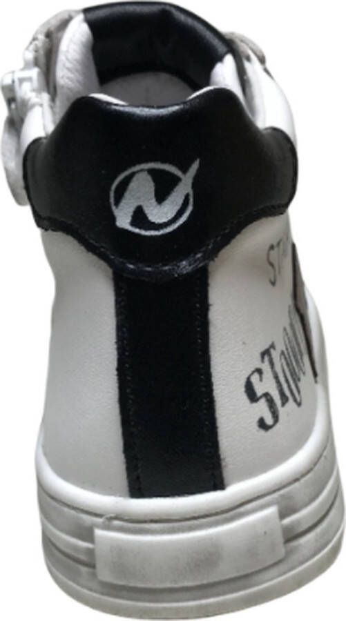 Naturino veter rits hoge lederen sneakers Kelp High Wit zwart