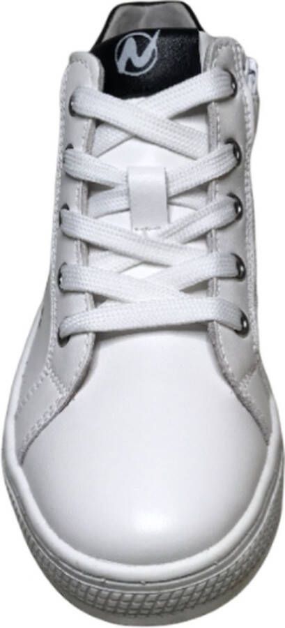 Naturino veter rits hoge lederen sneakers Kelp High Wit zwart