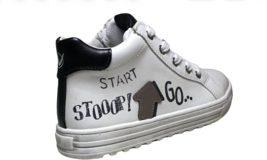 Naturino veter rits hoge lederen sneakers Kelp High Wit zwart