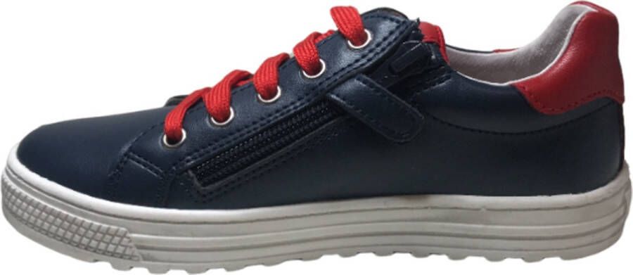 Naturino veter rits 'start' lederen sneakers Kelp Navy Rood