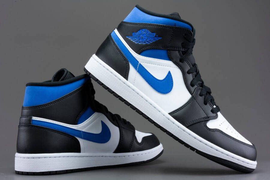 Nike Air Jordan 1 Mid White Black Racer Blue 554724-140 Wit;Zwart;Blauw Schoenen