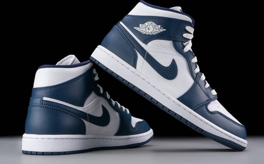 Nike Air Jordan 1 Mid White Metallic Gold Obsidian 554724-174 554724-174 WIT Schoenen - Foto 3