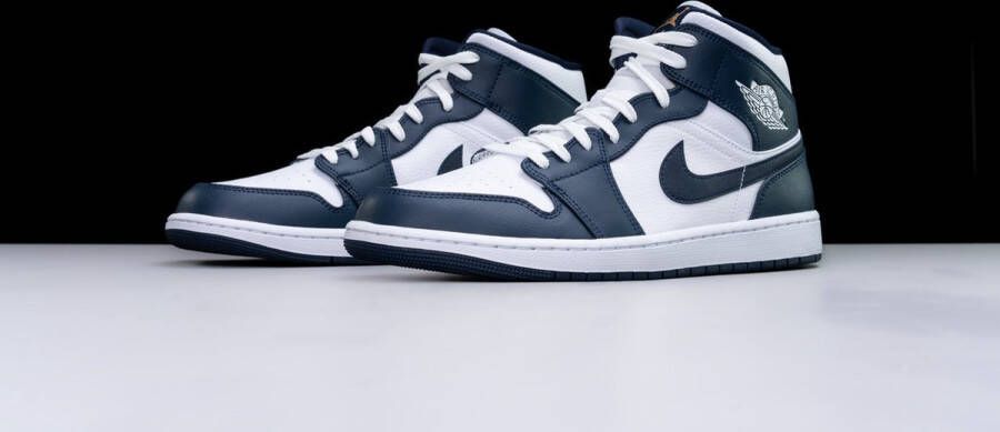 Nike Air Jordan 1 Mid White Metallic Gold Obsidian 554724-174 554724-174 WIT Schoenen - Foto 10