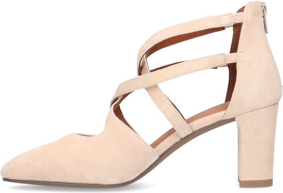 No Stress Dames Beige suède pumps met bandjes - Foto 4