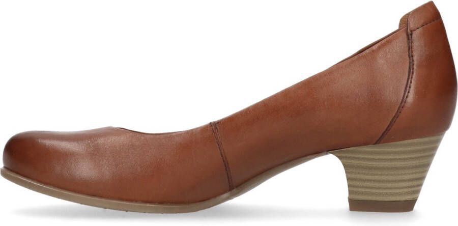 No Stress Dames Cognac bruine pump met lage hak