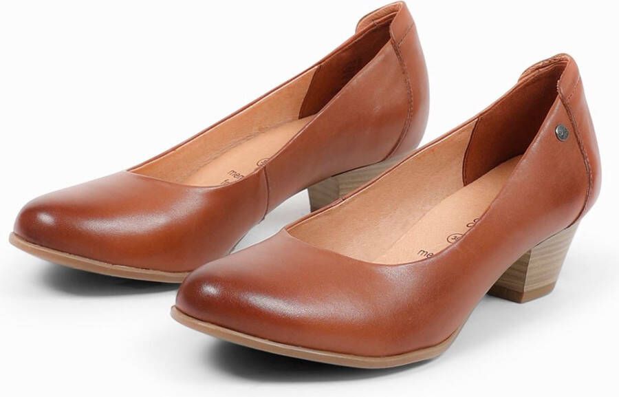 No Stress Dames Cognac bruine pump met lage hak