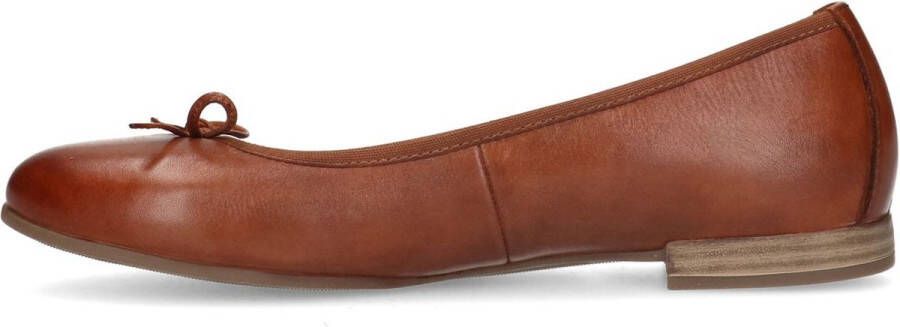 No Stress Dames Cognac leren ballerina's