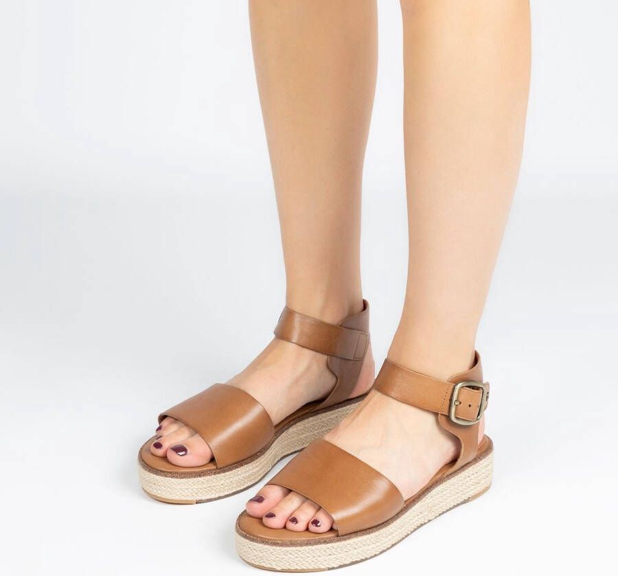 No Stress Dames Cognac leren sandalen