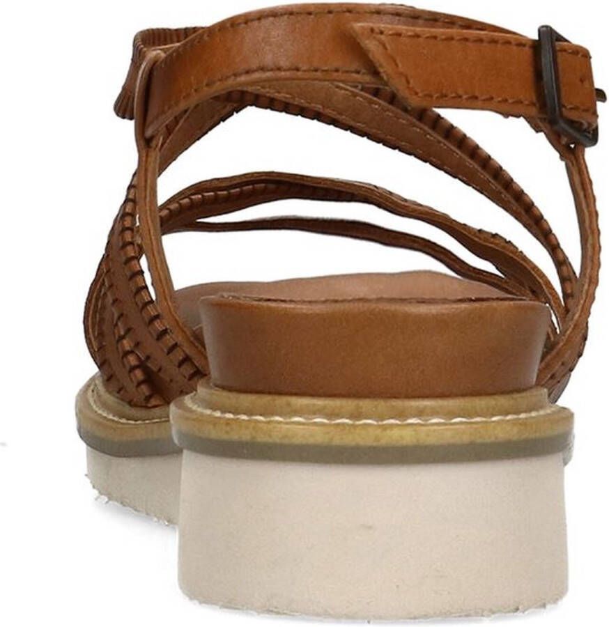 No Stress Dames Cognac leren sandalen met bandjes