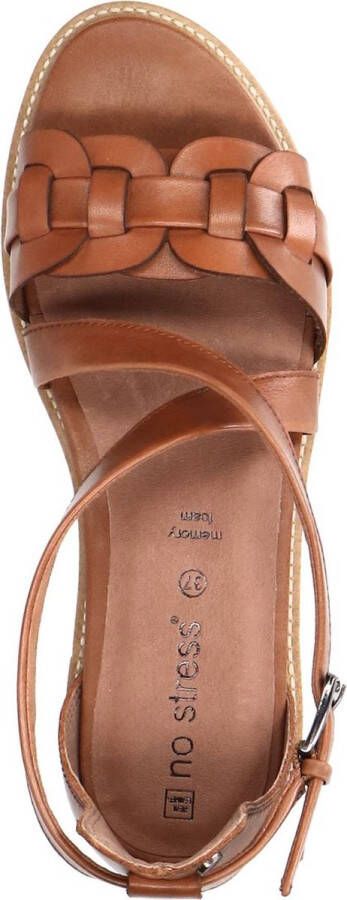 No Stress Dames Cognac leren sandalen met gevlochten band - Foto 4