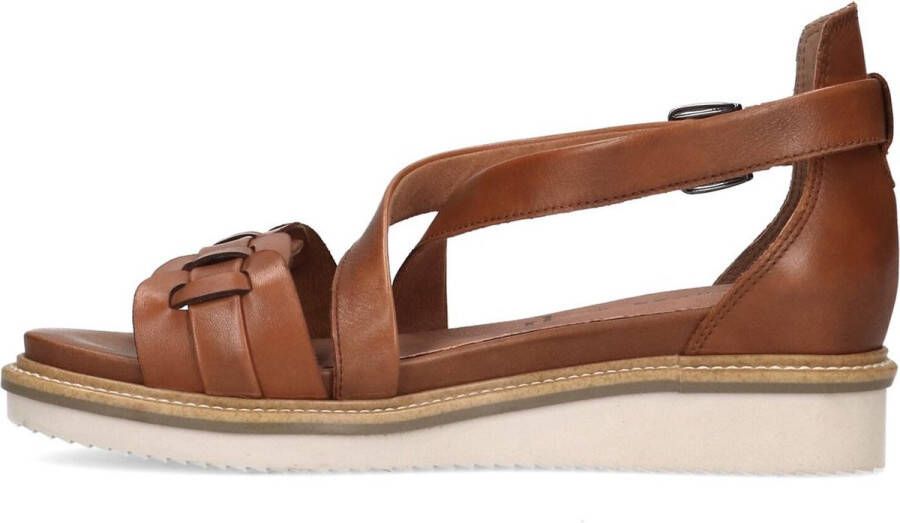 No Stress Dames Cognac leren sandalen met gevlochten band - Foto 5