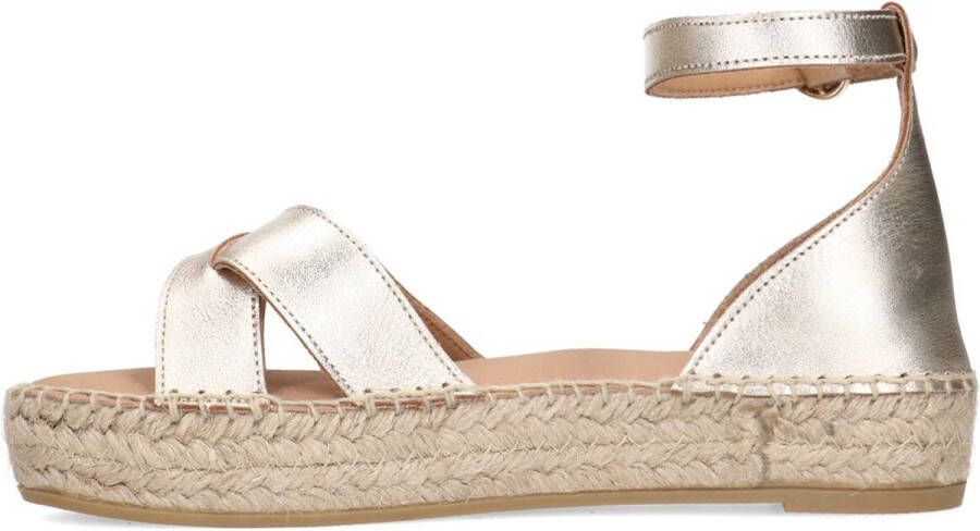 No Stress Dames Gouden metallic sandalen met touwzool