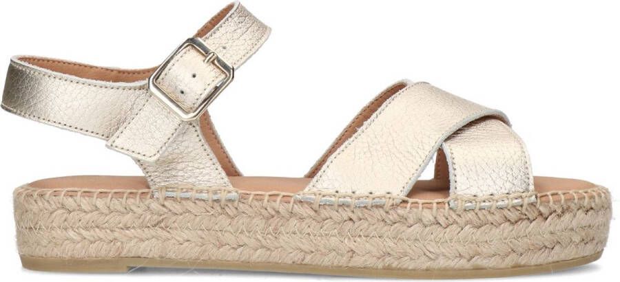 No Stress Dames Gouden metallic sandalen met touwzool