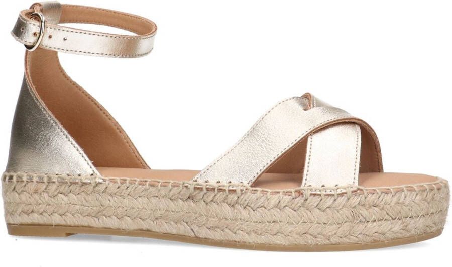 No Stress Dames Gouden metallic sandalen met touwzool