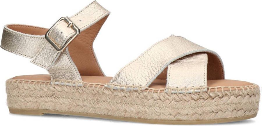 No Stress Dames Gouden metallic sandalen met touwzool