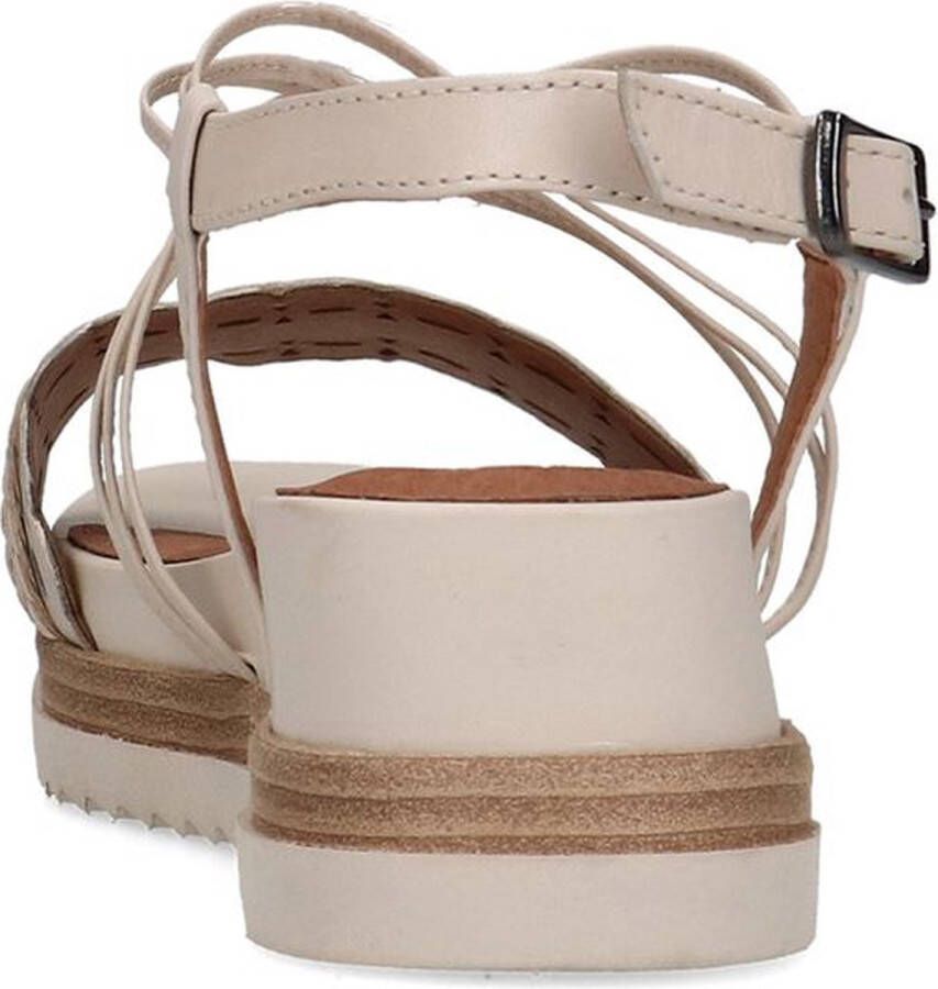 No Stress Dames Witte leren sandalen met gevlochten bandjes