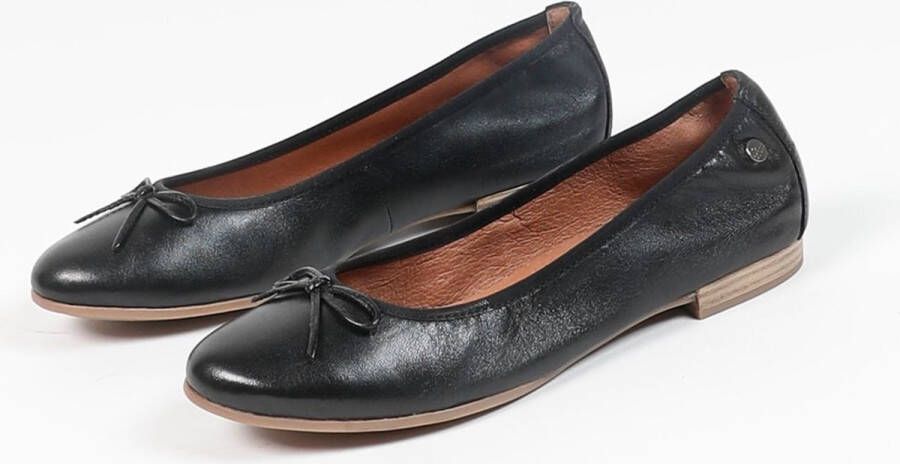 No Stress Dames Zwarte leren ballerina's