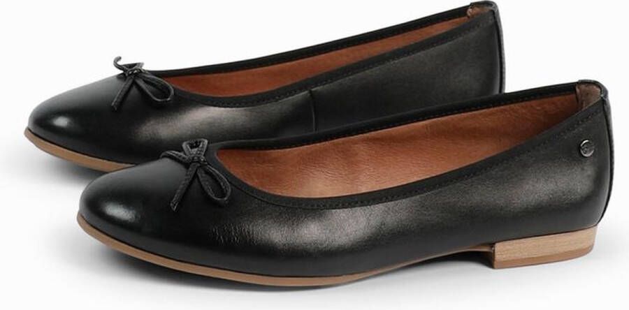 No Stress Dames Zwarte leren ballerina's