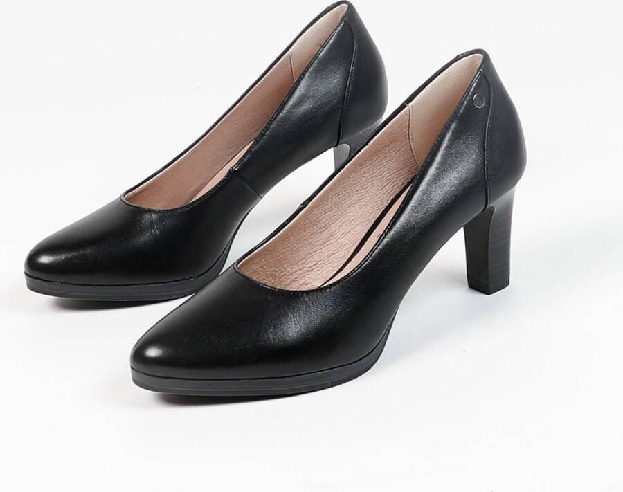 No Stress Dames Zwarte leren pumps