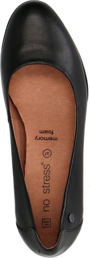 No Stress Dames Zwarte leren pumps met lage hak