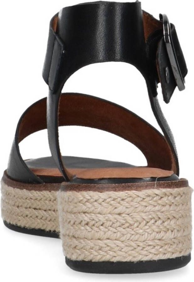 No Stress Dames Zwarte leren sandalen