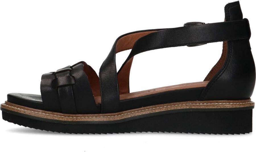 No Stress Dames Zwarte leren sandalen met gevlochten band