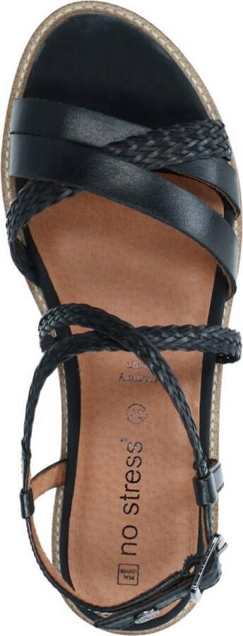 No Stress Dames Zwarte leren sandalen met gevlochten bandjes - Foto 5