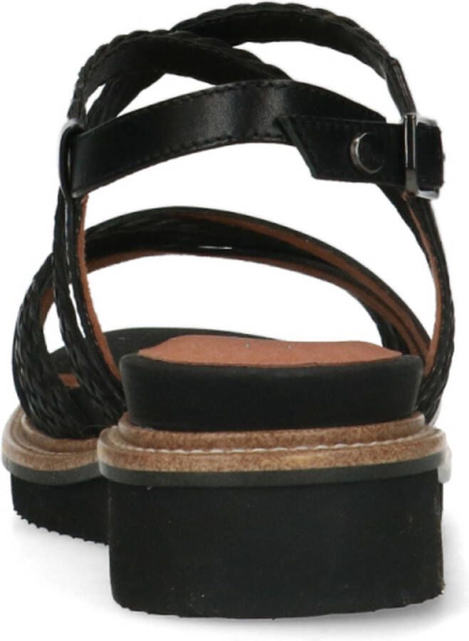 No Stress Dames Zwarte leren sandalen met gevlochten bandjes - Foto 7