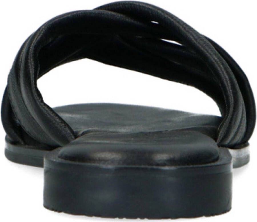 No Stress Dames Zwarte leren slippers Schoenen