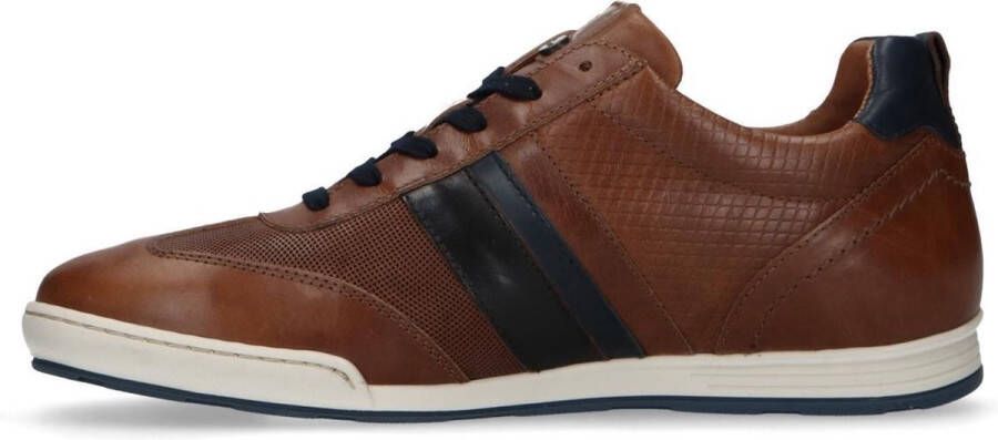 No Stress Heren Cognac leren sneakers met details - Foto 4