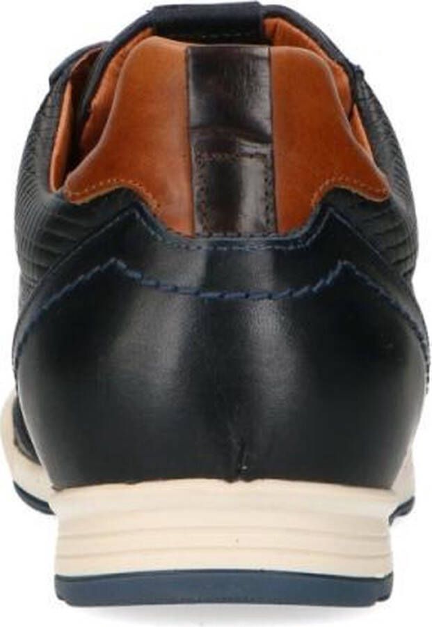 No Stress Heren Navy leren sneakers met gestreept detail - Foto 5