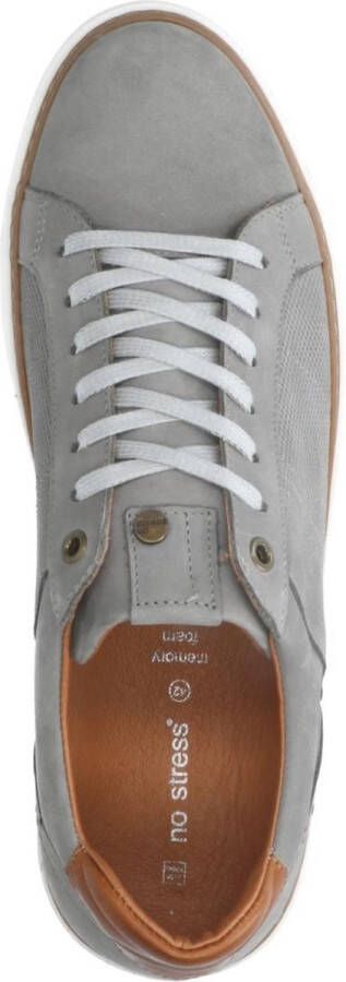 No Stress Heren Taupe nubuck sneakers met witte zool